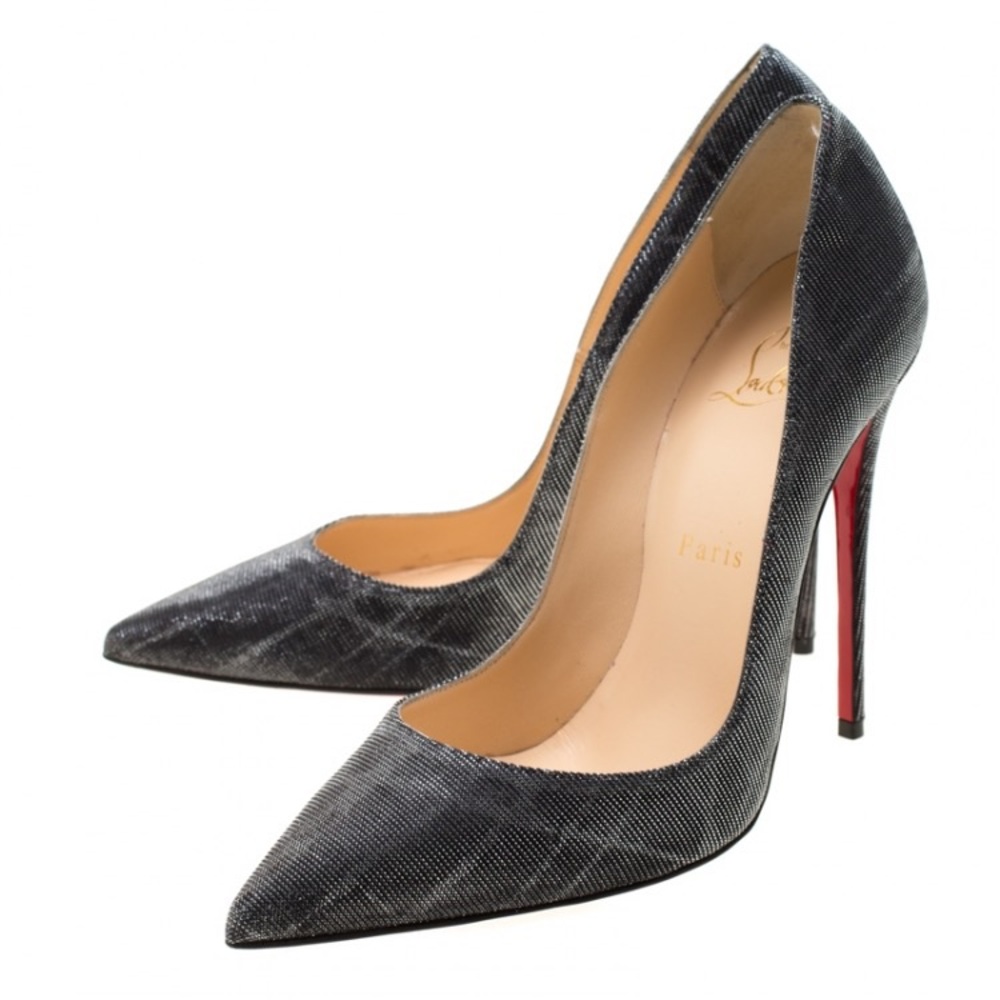 CHRISTIAN LOUBOUTIN
Metallic Grey Glitter Fabric Pigalle Pointed Toe
Size:9.5